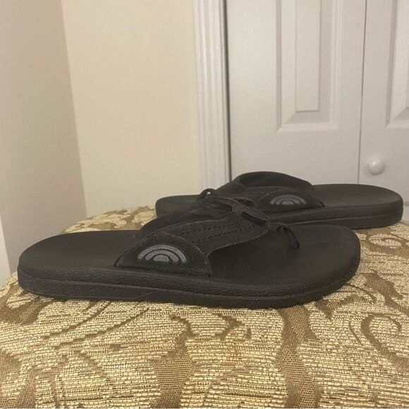 Rainbow Black Suede Wide Straps Flip Flop Sandals Size Mens 7 Womens 8.5 - Picture 2 of 7
